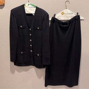 St. John Black skirt and jacket combo